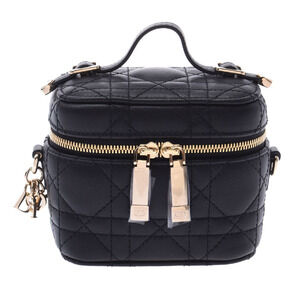 CHRISTIAN DIOR Lady Vanity Black Lambskin Handbag